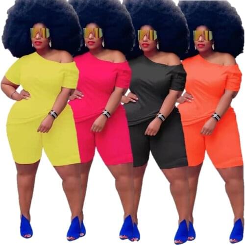 OEM tracksuit Solid Color Women Outfits Short Sleeve Biker Shorts Sets T Shirts Women Tops High Waist Legging Pants Shorts