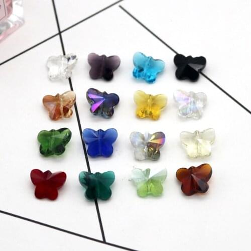 Wholesale 500pcs 11x14mm Butterfly Crystal Beads Animal Crystal Loose Spacer DIY Beads Crystal Glass Jewelry Beads MultiColor