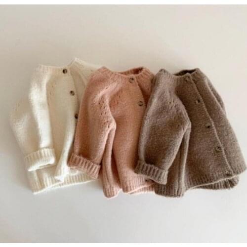 Autumn New Baby Boys Girls Coat Baby O-neck Sweater Toddler Knit Cardigans Newborn Knitwear Long-sleeve Cotton Baby Jacket Tops