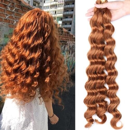 Full Star 20 " Water Deep Wave Crochet Hair Ombre Braiding Synthetic Hair Black Blonde 613# Crochet Braids Low Tempreture Hair