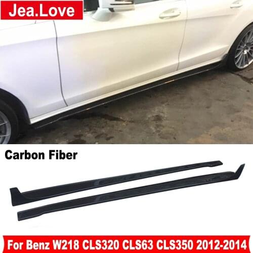 R Style Real Carbon Fiber Side Skirts Door Extension Lip Aprons Bumper For Benz W218 CLS Class CLS320 CLS63 CLS350 2012-2014