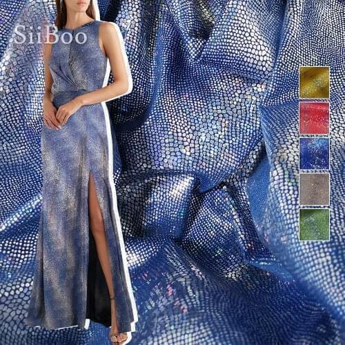 Snake skin pattern 2 Way stretchy Multi-color polyester spandex fabric with bronzed for stage custom usage DIY tissue SP894