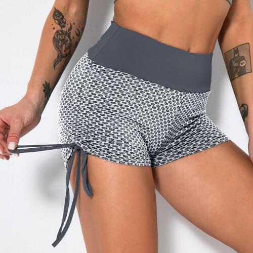 High Waist Yoga Pants Womens Hip Raising Honeycomb Three Dimensional Peach Fitness Suit Running Shorts Summer