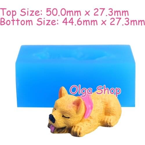 DYL676 50mm x 27.3mm 3D Sleeping Dog Silicone Mold Fondant Cake Decoration Candy Chocolate Craft Resin Clay Soap FOOD SAFE