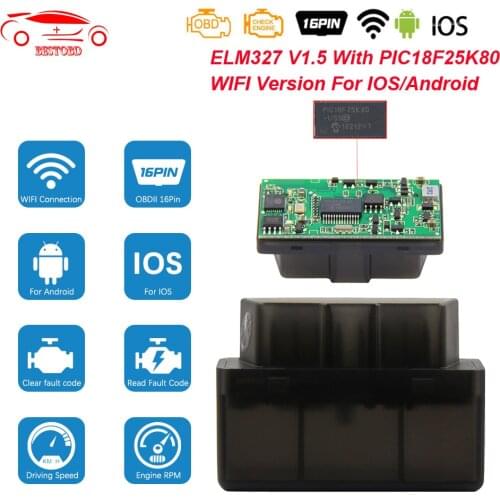 ELM327 V1.5 WIFI PIC18F25K80 Code Reader For Android/IOS OBD 2 OBD2 Car diagnostic Adapter ODB2 ELM 327 V 1 5 Scanner Auto Tool