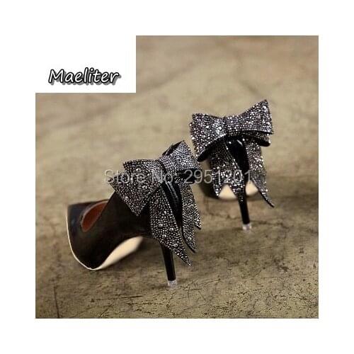 Choudory Crystal Bowknot Women Pumps Mary Janes High Heels Sexy Pearl Decor Ladies Wedding Dress Shoes Woman Stiletto Heel pumps