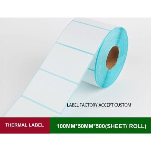 Packaging adhesive stickers labels 100*50mm*500 sheets of rolling thermal papers for various marks with brand display