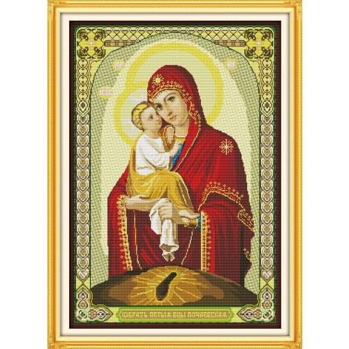 Everlasting Love Madonna-and-child Chinese Cross Stitch Kits Ecological Cotton Printed 14CT 11CT DIY Wedding Decoration For Home