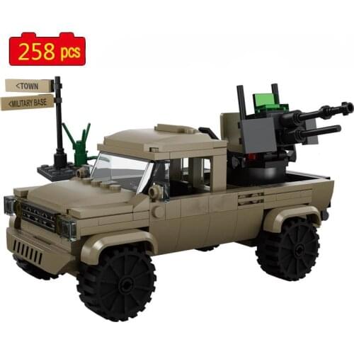 Military Series WW2 Mini Wheeled Reconnaissance Armored Vehicle DIY Model Soldier Building Blocks Toys Gifts