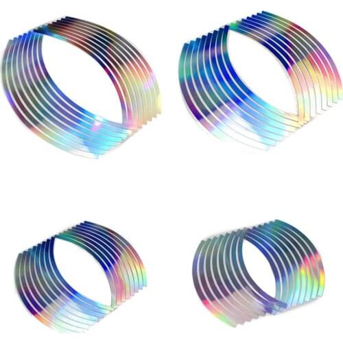 10/12/14/18 Inches Motorcycle Laser Reflector Wheel Sticker Reflective 16 Stripes Reflective Body Sticker