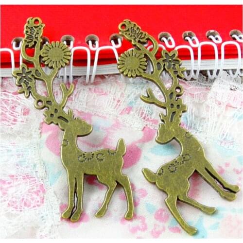 10pcs 73*22M Antique Bronze Plated Deer Handmade Charms Pendants DIY Jewelry Making