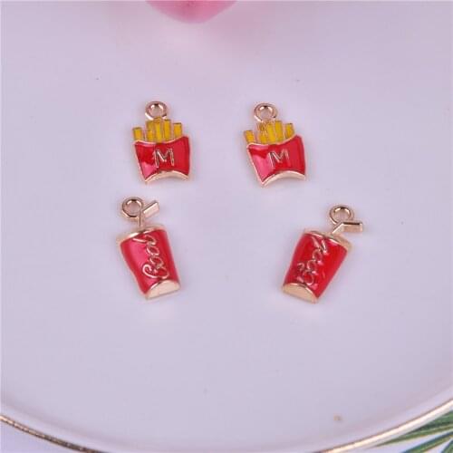 10pcs/pack Cola Potato chipa Fried Food Drink Metal Charms for Earring DIY Jewelry Accessories