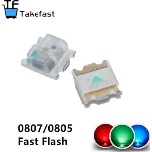 100pcs 0805 RGB colorful 2.0*1.8*0.8mm Multicolor Flicker 0807 RGB Diode LED Lamps Blinking Slow/Fast Flashing with IC