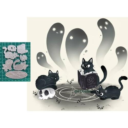 3pcs Black Cat Metal Cutting Dies DIY Scrapbooking Die 2020 New Album Embossing Paper Cards Decorative Crafts Die Cuts