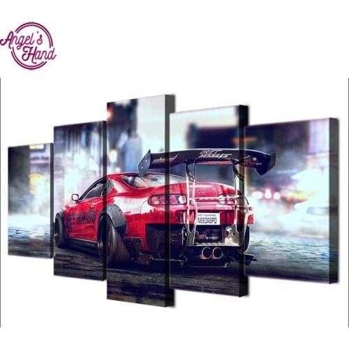 5 pcs,5d DIY Diamond Painting Red Sports Car Cross Stitch Kits Full Diamond Embroidery 5D Diamond Mosaic Needlework home Decor