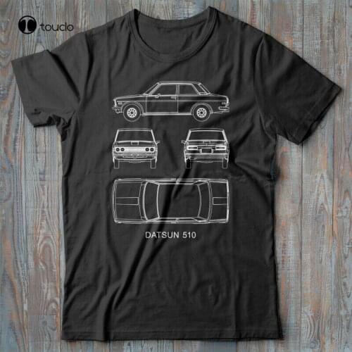 Automotive Car T-Shirt - Datsun 510 Technical Blueprint - Tee Shirt Tee Shirt