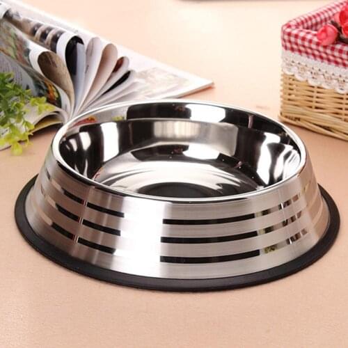 M/L/XL Large Thickened Stainless Steel Pet Bowl Medium Large Dog Pet Food Bowl Cat Bowl Pet bowl with Anti-slip Strip