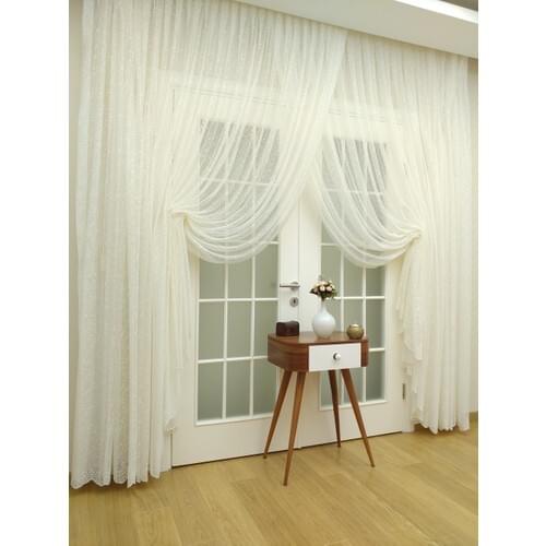 Ubbu Home Special Knitted Textured Double Breasted Tulle Curtain With Hem Pattern 600 x 250