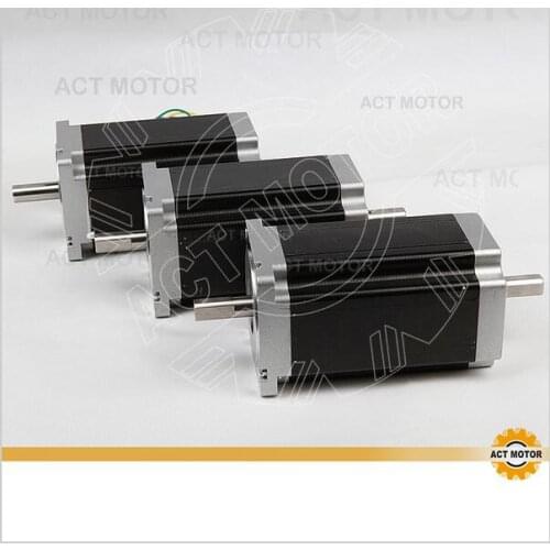 ACT Motor 3PCS Nema34 Stepper Motor 34HS5435B Dual Shaft 1600oz-in 3.5A Dual Flat Shaft CE ROHS ISO CNC Router Grind Engraver