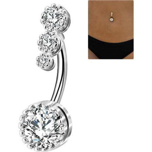 Crystal Belly Button Rings Bar Barbell Drop Dangle Body Piercing Navel Rings Nombril Ombligo Women Men Body Jewelry