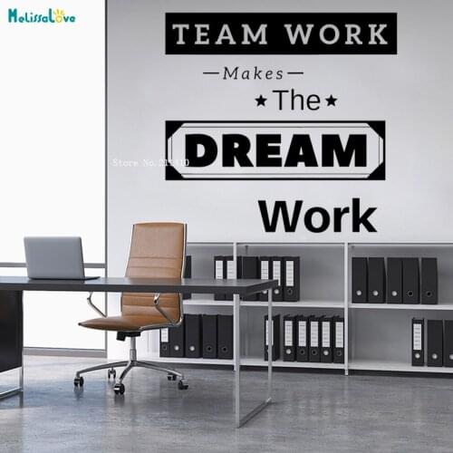 Team Work Makes the Dream Work Motivational Quote Wall Sticker Decals Office Inspirational Decoration Art Murals YT2171