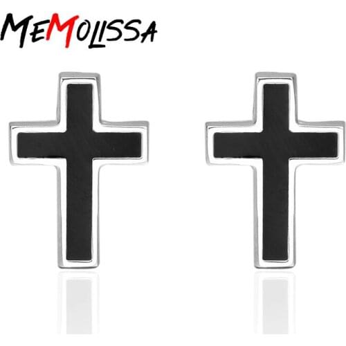 MeMolissa Hot Sale Brass Stamping Gemelos Para Camisas Mens Button Up Enamel Religion iron cross cufflinks
