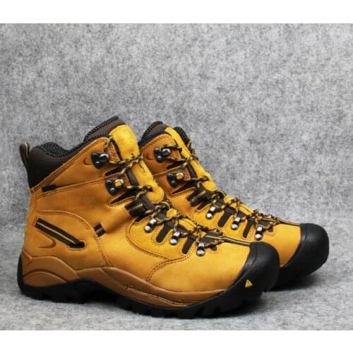 Men outdoor hiking shoes mens cowhide leather steel toe anti-hit waterproof walking Welding shoes mens working boots casual boots Plus size