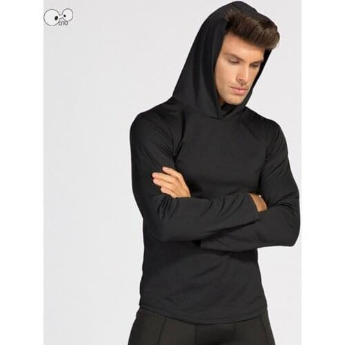 Mens Tracksuit Hooded Sweatshirt Quick Dry Fitness Gym Sportswear Clothing Pullover Running Jackets Solid Color Elastic Hoodies