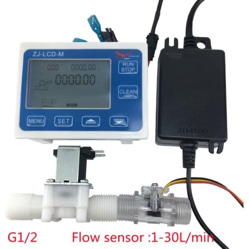 Water Flow Quantitative Controller set LCD Display + Solenoid Valve + Flow Sensor Meter Counter Indicator reader ZJ-LCD-M
