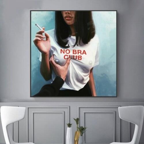 No Bra Club Girl Canvas Paintings on The Wall Art Posters and Prints Modern Bad Girls Wall Pictures for Living Room Decor