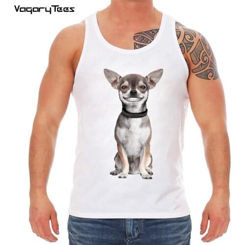 New fashion Chihuahua Smile print tank top Funny Cute Dog design casual Tops Summer Hipster cool clothing