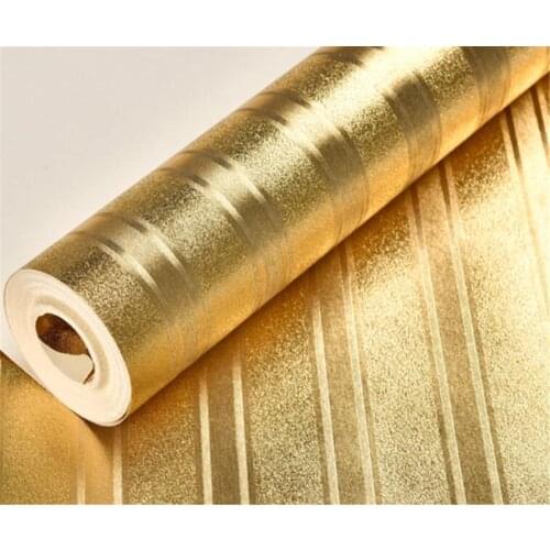 Beibehang Gold foil wallpaper solid embossed ceiling gold silver stripes KTV background wall cabinet living room reflective