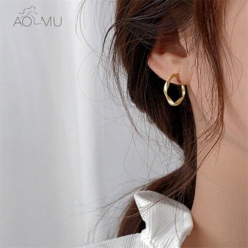 AOMU New Interweave Twist Matte Metal Circle Geometric Round Hoop Earrings for Women Girl Party Retro Jewelry aros серьги кольца