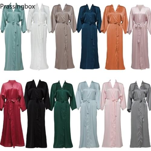 Silk Satin Long Robes Long Sleeve Bridesmaid Robes Bride Robe Women Long Solid Wedding Bathrobe and Homewear