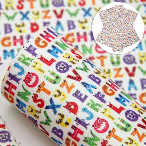 Back to School 20*33cm Fruit July 4th Fine Glitter Faux Synthetic Leather Printed Patchwork For Hair Bow Bags DIY,1Yc11239