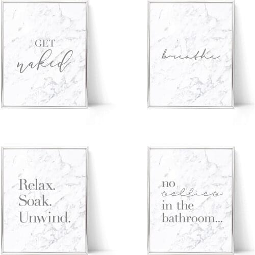 Washroom Typography Art Prints Get Naked Relax Soak Unwind Breathe Quote Marble Bathroom Wall Art Picture Poster Home Decoration