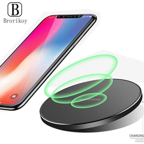 Ultra-thin Metal Qi Wireless Charger Pad LED Breathing Light for iPhone 12 11 X 8 Samsung X21 Xiaomi Wireless Fast Charging