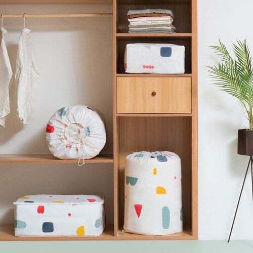 PEVA Waterproof Quilt Storage Bag Home Student Clothes Portable Packing Bag Folding Dust-proof Bag Cartoon Closet Organizer