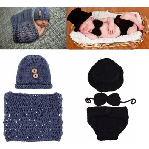 2/3Pcs/Set Newborn Hand Knitting Photography Costume Baby Clothing Infant Photo Accessories