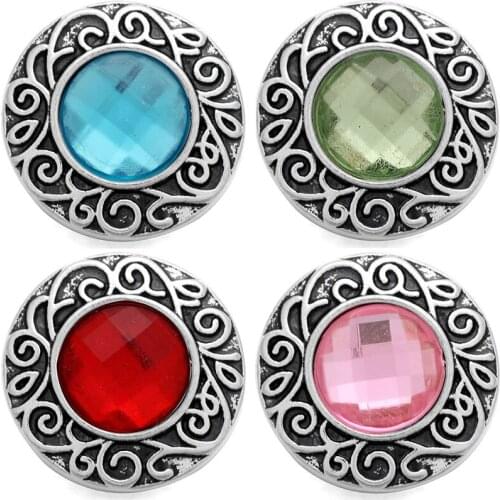 10pcs/lot High Quality 18mm Alloy Flower Snap Button Bracelet Charm Rhinestone Button Ginger Crystal Snaps Jewelry For Women