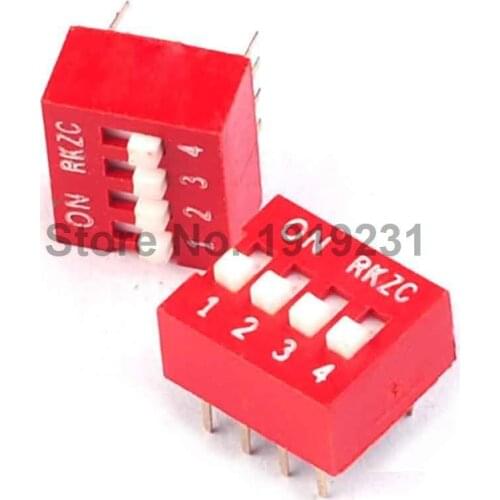 100PCS 4P 4 Position DIP Switch 2.54mm Pitch 2 Row 8 Pin DIP Switch