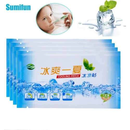 20pcs Mint Cooling Patches Refreshing Baby Fever Down Relieve Heat Lower Temperature Migraine Headache Cold Treatment C1610