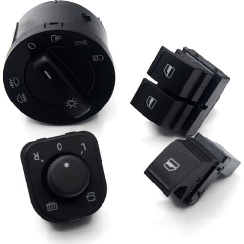 4Set Headlight Windows Mirror Switch Button 1K0 941 431N 1K0 959 565J 1K3 959 857A 1F0 959 855 For VW EOS Golf 5 6 GTI Passat CC