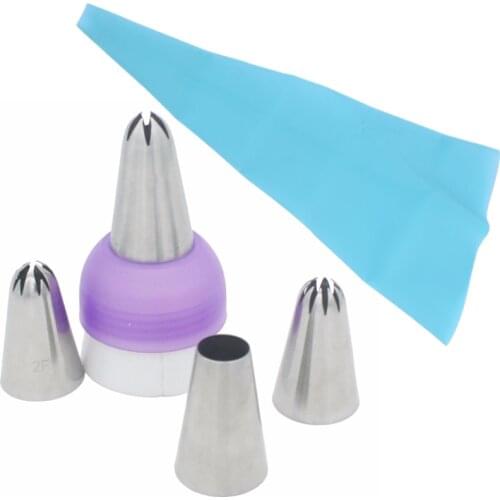 6 Icing Piping Tips Set 4 Pieces Flower Cake Tips With 1 Coupler 1 Pastry Bag Cake Decorating Nozzles