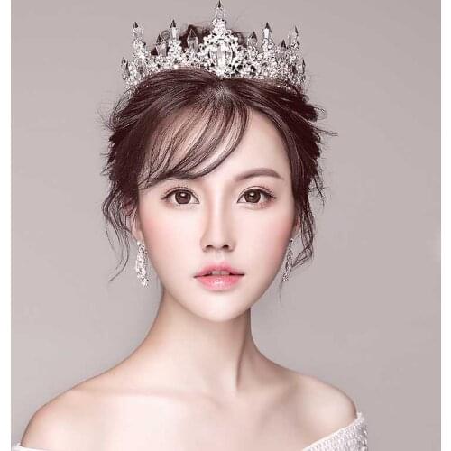 Baroque King Princess Bridal Wedding Crown Bride Big Crystal Gold Tiaras and Crowns Birthday Pageant Quinceanera Crowns