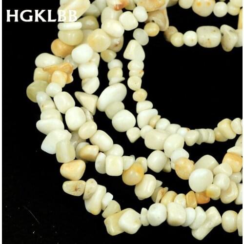 HGKLBB Gravel shape Natural Light Yellow Irregular Stone beads 84cm Chips Beads for Jewelry making bracelets DIY accessories