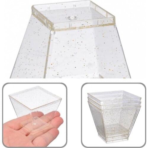 50Pcs High Quality Plastic Transparent Square Dessert Cups Wide Application Tasting Dessert Cups Eco-friendly for Party