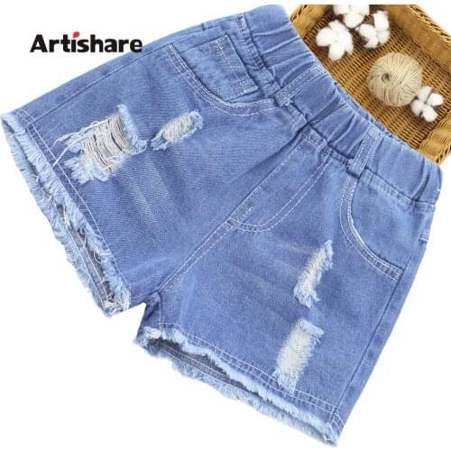 Jeans For Girl Hole Girls Short Jeans Pants Casual Style Trousers For Children Summer Childrens Jeans Clothes 6 8 10 12 14