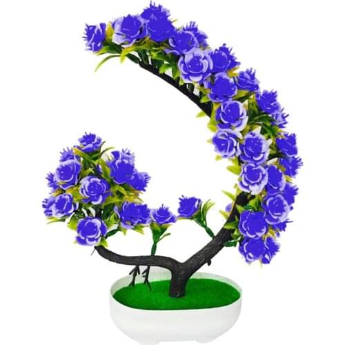 Artificial Green Plants Bonsai Plastic Rose Flowers Small Tree Potted Potted Ornaments For Home Table Garden Decoration