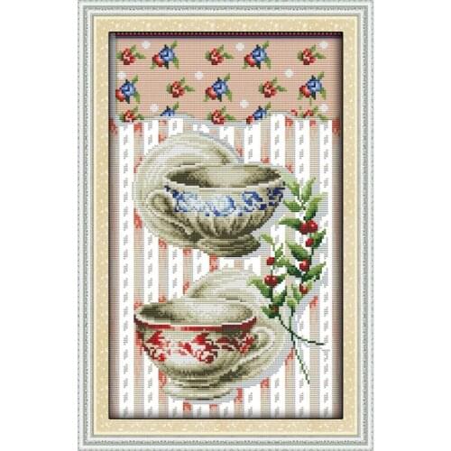 Joy SundayTableware Counted Cross Stitch Kits 11&14CT DIY Cross Stitch Set Embroidery Needlework for Home Decor Handmade Gift